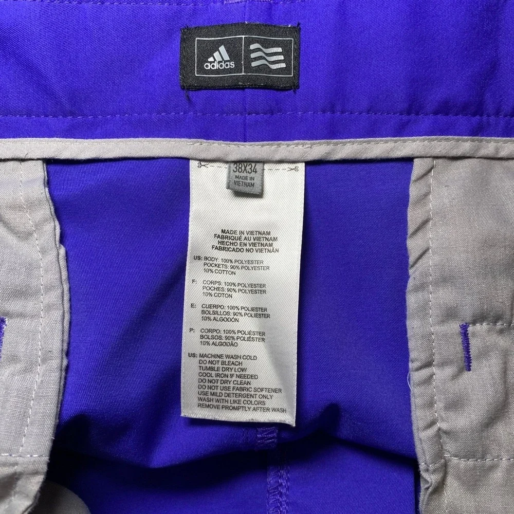 Adidas Golf Pants Men's 38x34 Purple Flat Front Performance Stretch Trousers